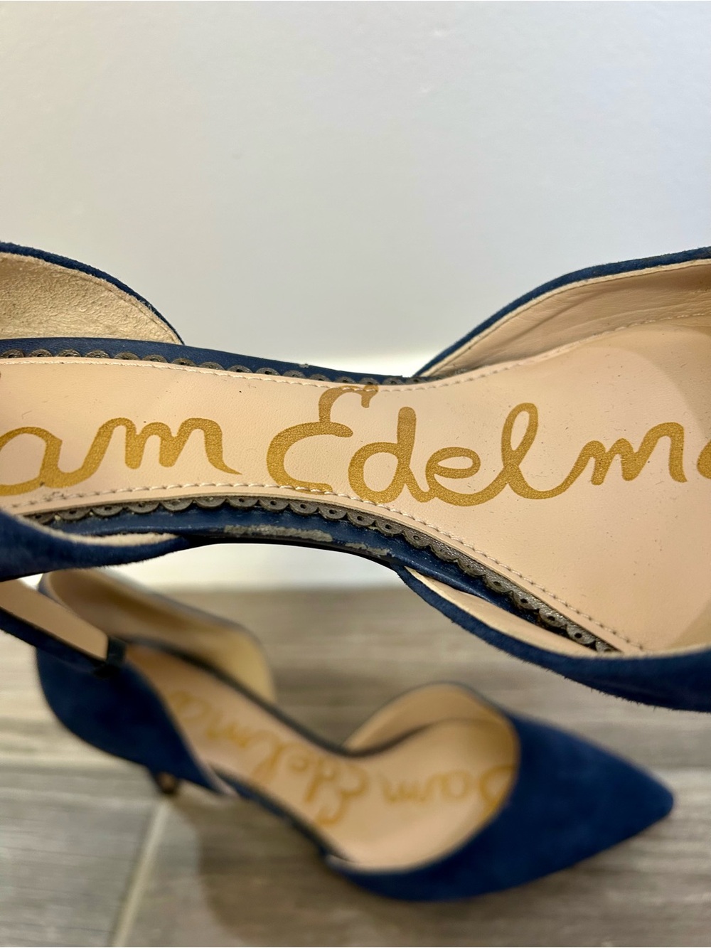 Sam Edelman Navy Suede Pointed Toe D’Orsay Heels Size 7 - Picture 8 of 11